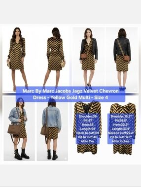 Marc By Marc Jacobs Jagz Velvet Chevron Dress Size 4